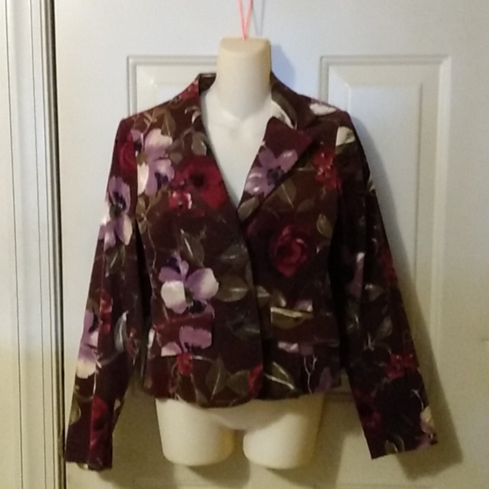 Velvet Textured Floral Blazer Coat